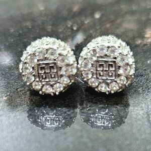 Ultra Rare GIVENCHY 4G diamante crystal vintage earrings VGUC logo stud post